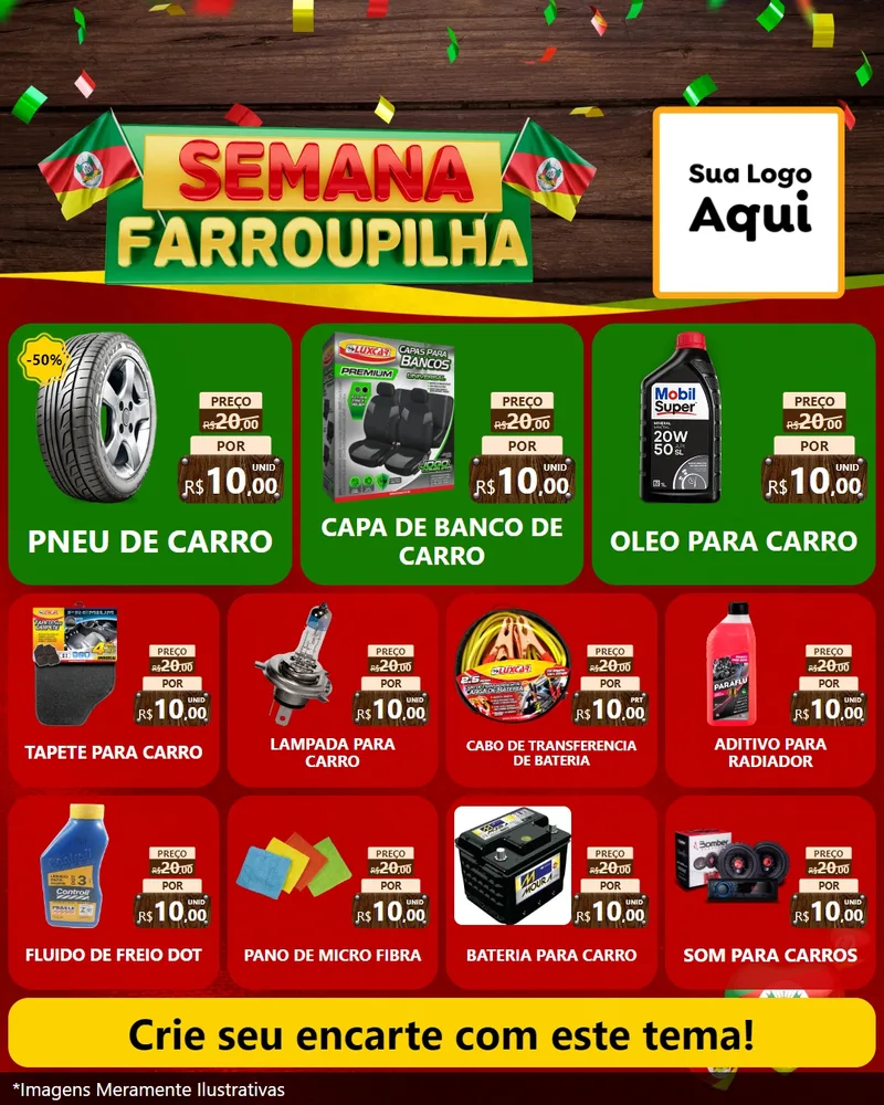 Modelo de Rede Social para Feed Instagram com o tema Semana Farroupilha para Auto peças
