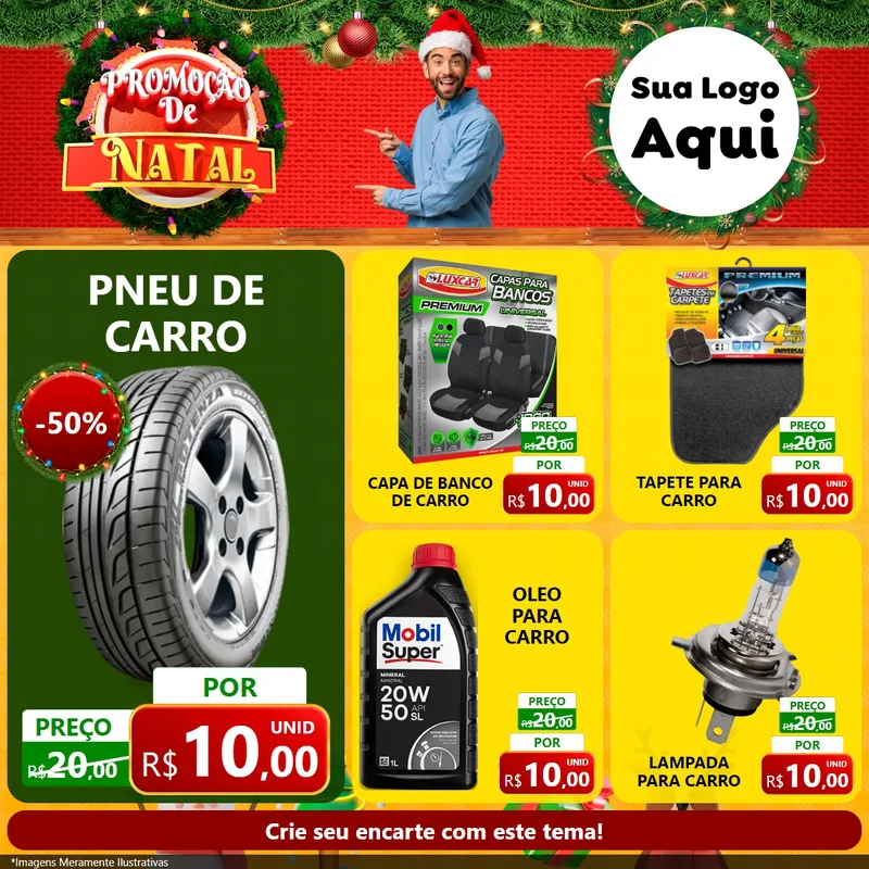 Modelo de Rede Social para Feed Facebook com o tema Promoção de Natal para Auto peças