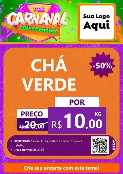 Modelo de Cartaz para Cartaz A4 Vertical com o tema Pré-Carnaval Com Economia para Produtos Naturais
