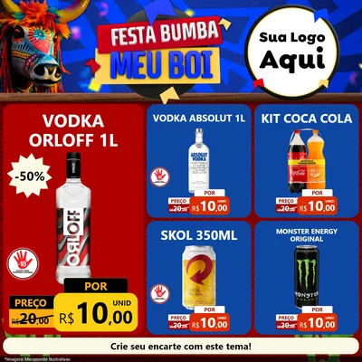 Modelo de Rede Social para Feed Facebook com o tema Festa Bumba meu Boi para Distribuidora de bebidas