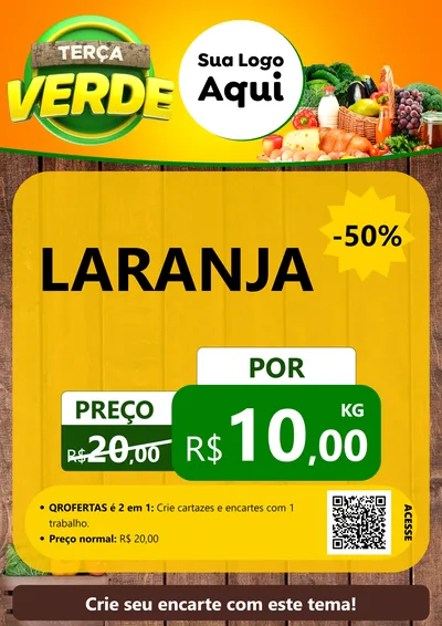 Modelo de Cartaz para Cartaz A4 Vertical com o tema Terça Verde para Hortifrúti