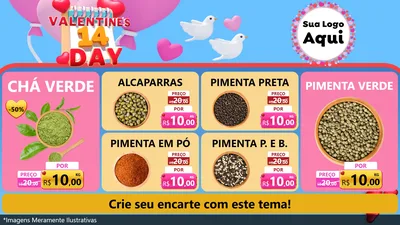 Modelo de TV para TV Horizontal com o tema Valentine's Day para Produtos Naturais