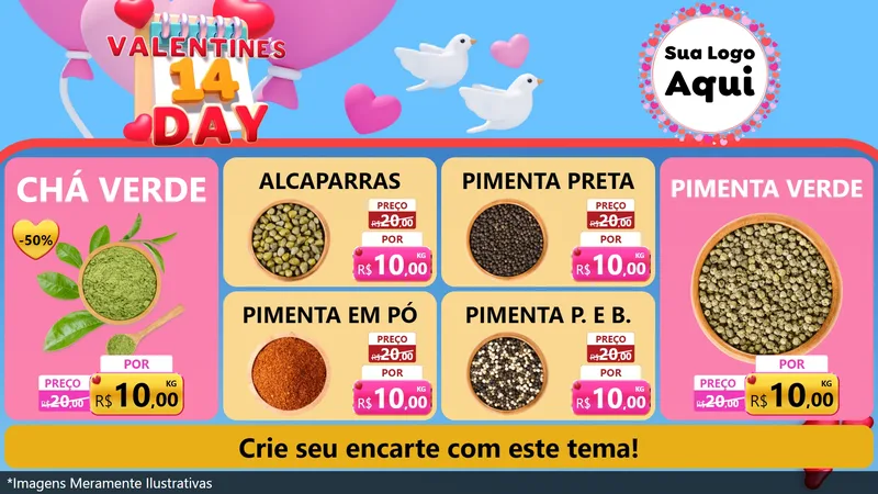 Modelo de TV para TV Horizontal com o tema Valentine's Day para Produtos Naturais