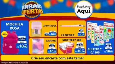 Modelo de TV para TV Horizontal com o tema Arraiá de Ofertas - Junina para Papelaria