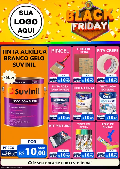 Modelo de Encarte para Encarte A4 Vertical com o tema Black Friday para Tintas e Ferramentas