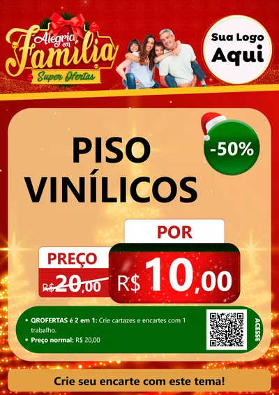 Modelo de Cartaz para Cartaz A4 Vertical com o tema Alegria em Família Super Ofertas - Natal para Material para Construção