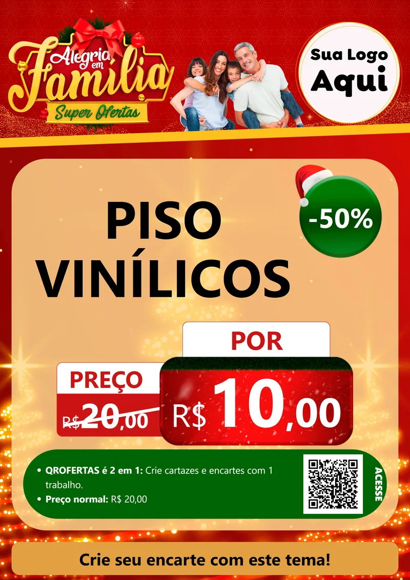 Modelo de Cartaz para Cartaz A4 Vertical com o tema Alegria em Família Super Ofertas - Natal para Material para Construção