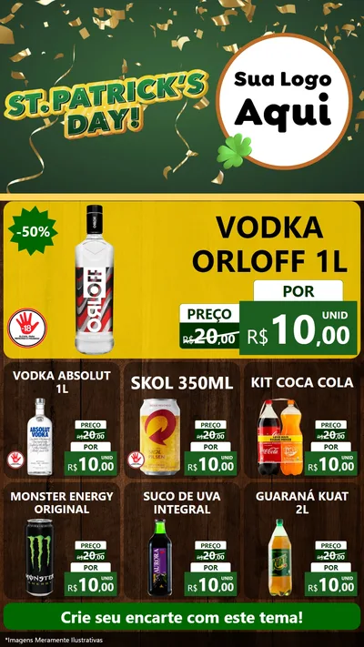 Modelo de Rede Social para Stories com o tema St Patriks Day para Distribuidora de bebidas
