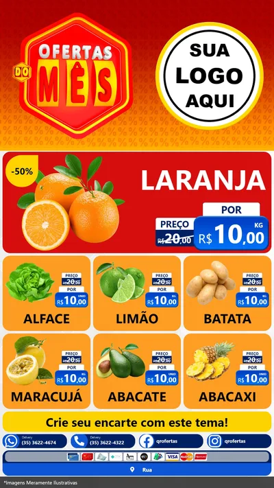 Modelo de Rede Social para Stories com o tema Ofertas do Mês para Hortifrúti