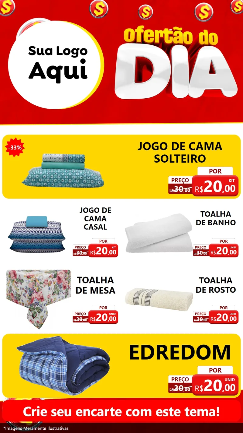 Modelo de TV para TV Vertical com o tema Ofertão do dia para Cama, Mesa e Banho