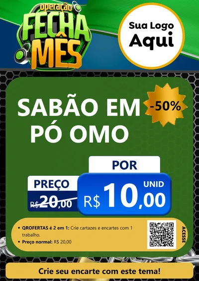Modelo de Cartaz para Cartaz A4 Vertical com o tema Operação Fecha Mês para Produtos de Limpeza