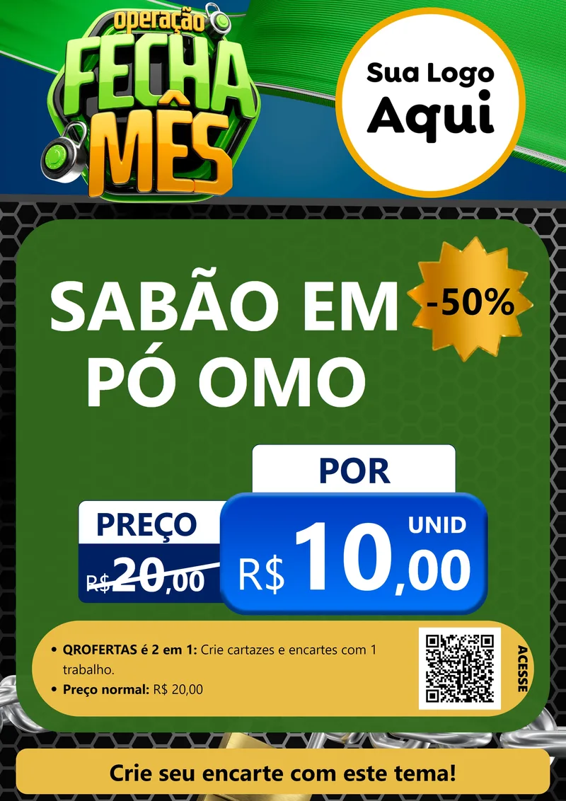 Modelo de Cartaz para Cartaz A4 Vertical com o tema Operação Fecha Mês para Produtos de Limpeza