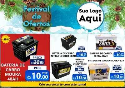 Modelo de Encarte para Encarte A4 Horizontal com o tema Festival de Ofertas - Inverno para Baterias Elétricas