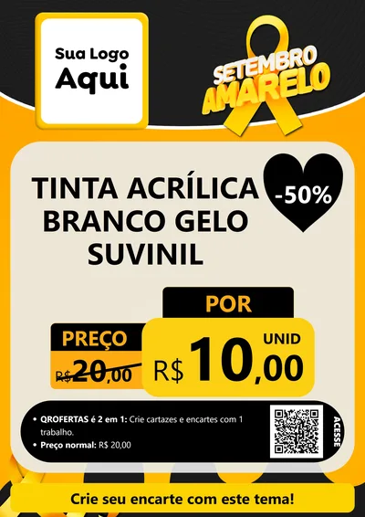 Modelo de Cartaz para Cartaz A4 Vertical com o tema Setembro Amarelo para Tintas e Ferramentas