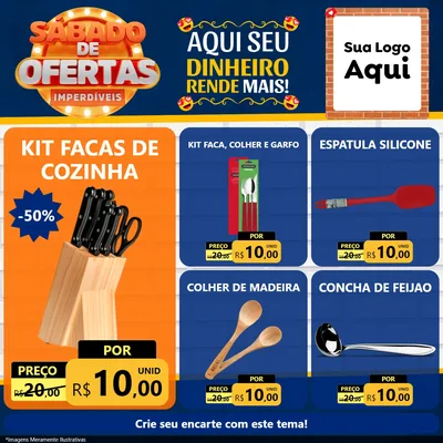 Modelo de Rede Social para Feed Facebook com o tema Sábado de Ofertas Imperdíveis para Utilidades Domésticas