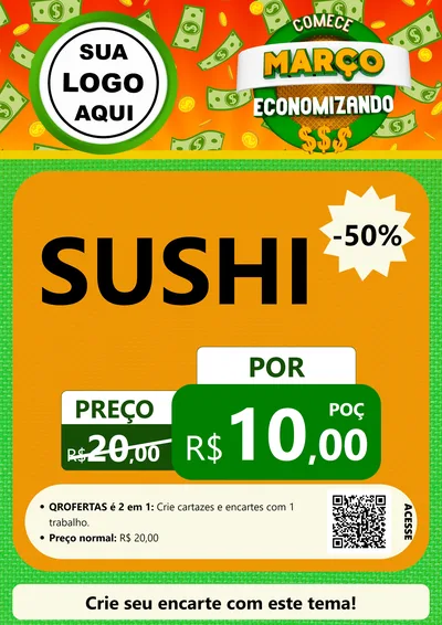 Modelo de Cartaz para Cartaz A4 Vertical com o tema Comece Março Economizando para Comida japonesa