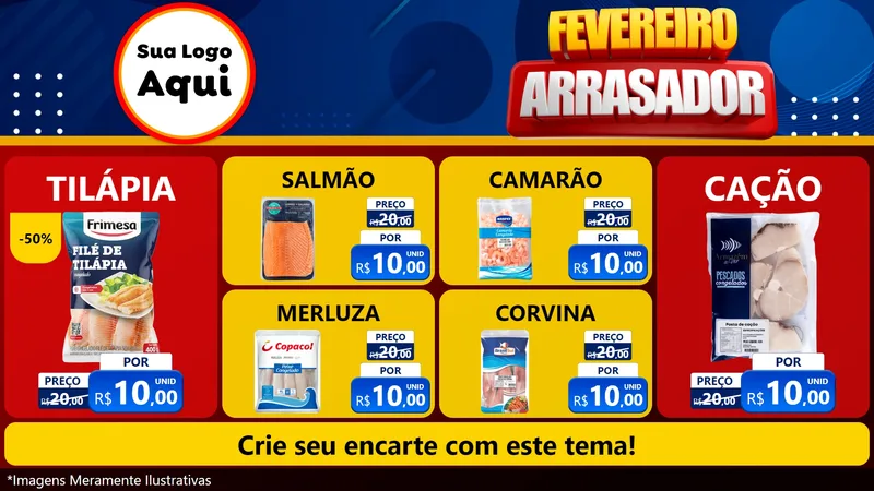 Modelo de TV para TV Horizontal com o tema Fevereiro Arrasador para Peixaria