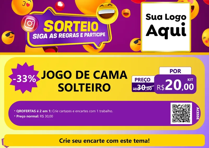 Modelo de Cartaz para Cartaz A4 Horizontal com o tema Sorteio para Cama, Mesa e Banho