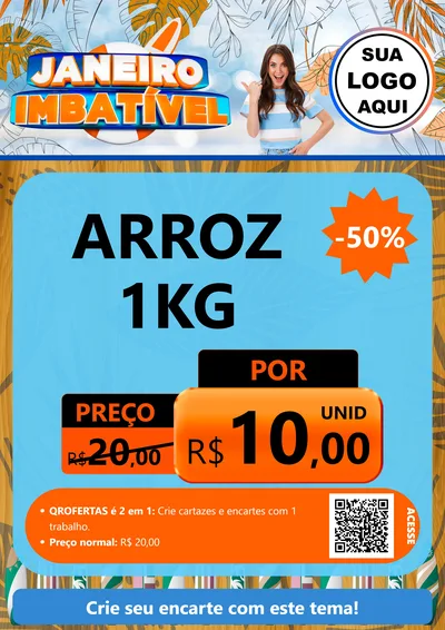 Modelo de Cartaz para Cartaz A4 Vertical com o tema Janeiro Imbatível para Supermercado