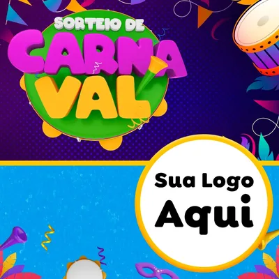Modelo de Rede Social para Feed Facebook com o tema Sorteio de Carnaval para Supermercado