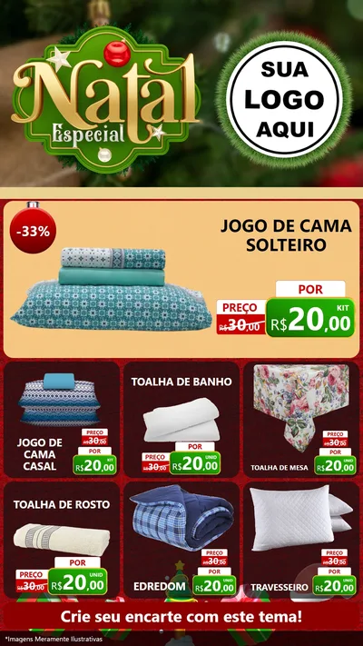 Modelo de Rede Social para Stories com o tema Natal Especial para Cama, Mesa e Banho