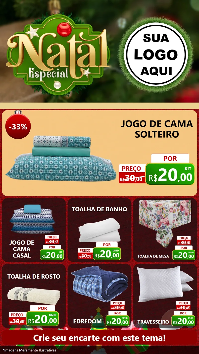 Modelo de Rede Social para Stories com o tema Natal Especial para Cama, Mesa e Banho