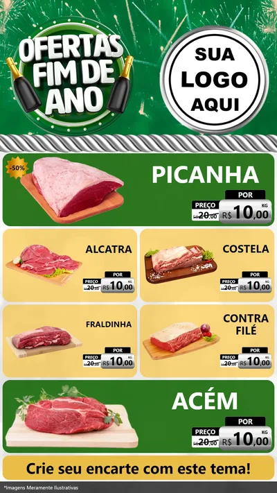 Modelo de TV para TV Vertical com o tema Ofertas Fim de Ano para Açougue