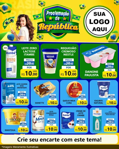 Modelo de Rede Social para Feed Instagram com o tema Proclamação da República para Frios e Laticínios