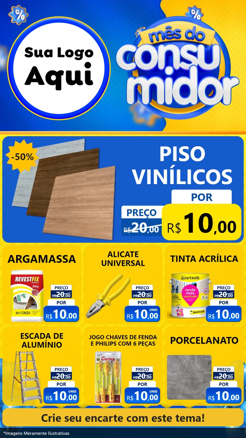Modelo de Rede Social para Stories com o tema Mês do Consumidor para Material para Construção