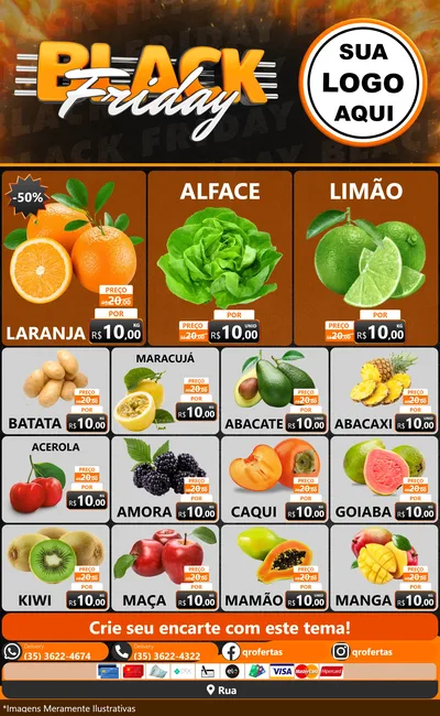 Modelo de Encarte para Encarte Grande com o tema Black Friday para Hortifrúti