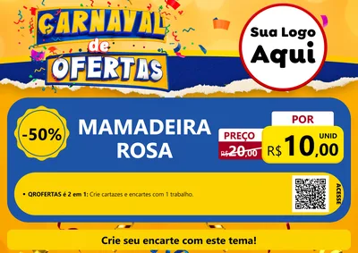 Modelo de Cartaz para Cartaz A4 Horizontal com o tema Carnaval de Ofertas para Bebês