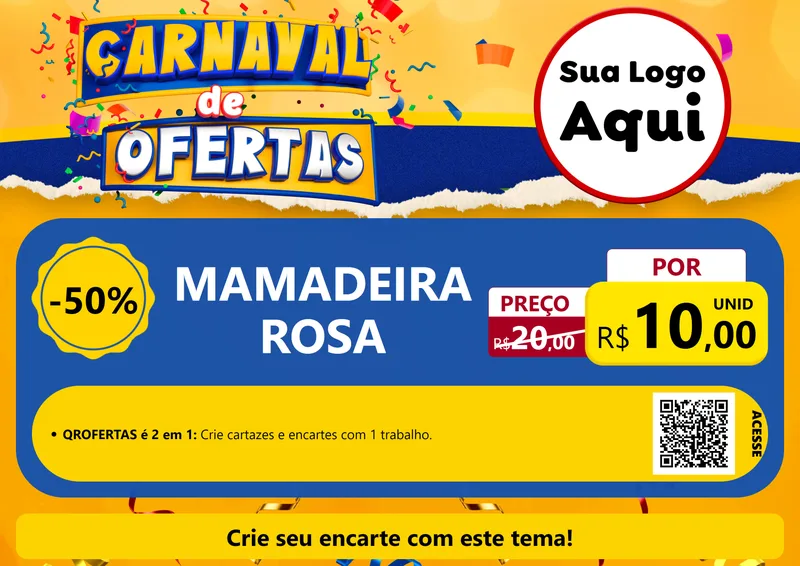 Modelo de Cartaz para Cartaz A4 Horizontal com o tema Carnaval de Ofertas para Bebês