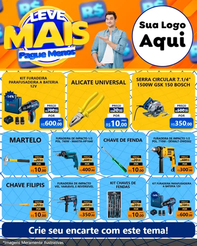 Modelo de Rede Social para Feed Instagram com o tema Leve Mais, Pague Menos para Maquinas e Ferramentas