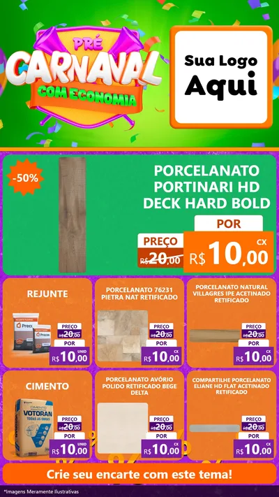 Modelo de Rede Social para Stories com o tema Pré-Carnaval Com Economia para Pisos e revestimentos