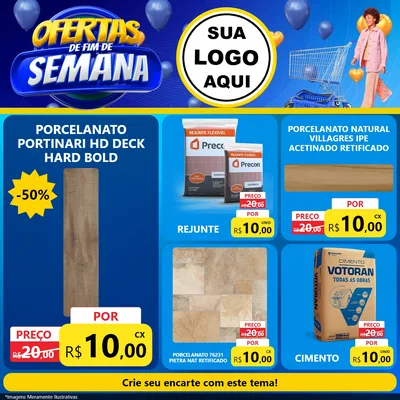 Modelo de Rede Social para Feed Facebook com o tema Ofertas de Fim de Semana para Pisos e revestimentos