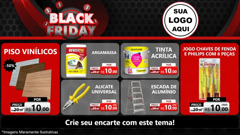 Modelo de TV para TV Horizontal com o tema Black Friday para Material para Construção