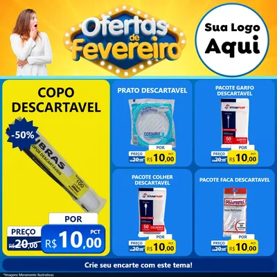 Modelo de Rede Social para Feed Facebook com o tema Ofertas de Fevereiro para Embalagens