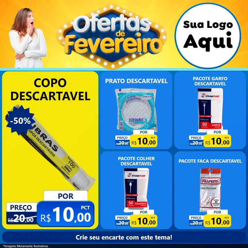 Modelo de Rede Social para Feed Facebook com o tema Ofertas de Fevereiro para Embalagens