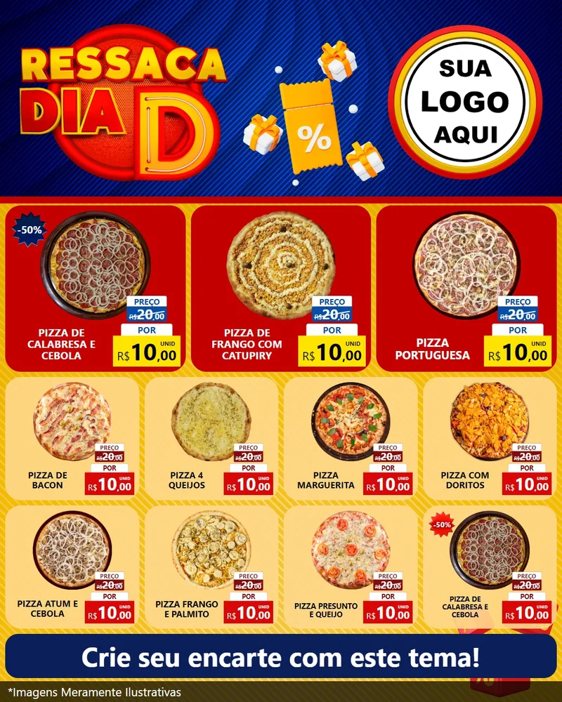 Modelo de Rede Social para Feed Instagram com o tema Ressaca Dia D para Pizzaria