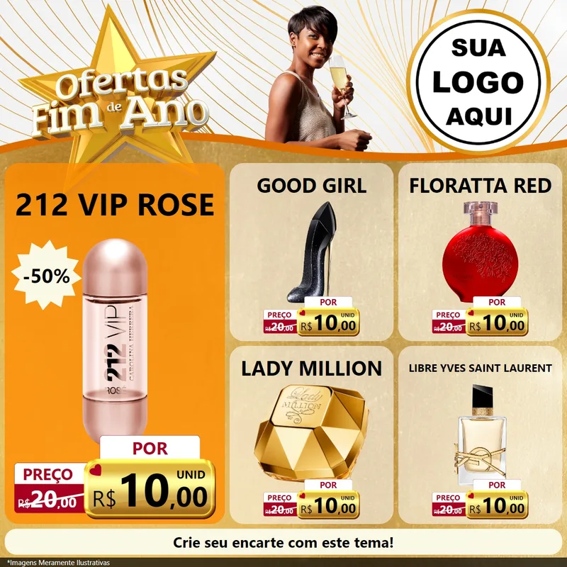 Modelo de Rede Social para Feed Facebook com o tema Ofertas Fim de Ano para Perfumes