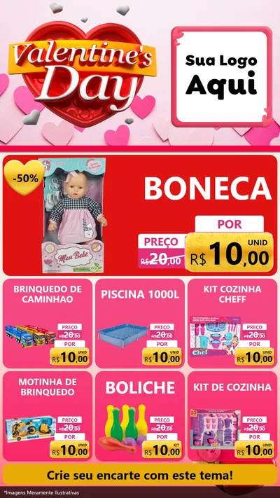 Modelo de Rede Social para Stories com o tema Valentine's Day para Brinquedos