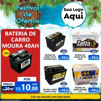 Modelo de Rede Social para Feed Facebook com o tema Festival de Ofertas - Inverno para Baterias Elétricas