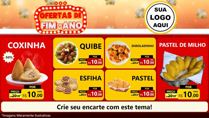 Modelo de TV para TV Horizontal com o tema Ofertas de Fim de Ano para Salgadaria