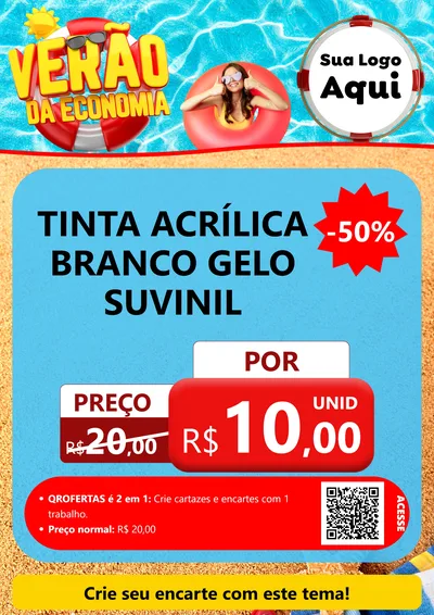 Modelo de Cartaz para Cartaz A4 Vertical com o tema Verão da Economia para Tintas e Ferramentas