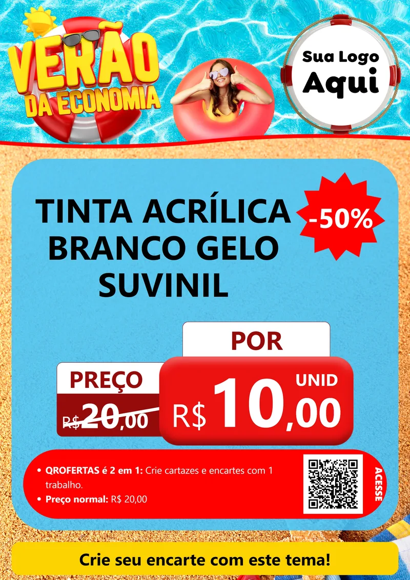 Modelo de Cartaz para Cartaz A4 Vertical com o tema Verão da Economia para Tintas e Ferramentas