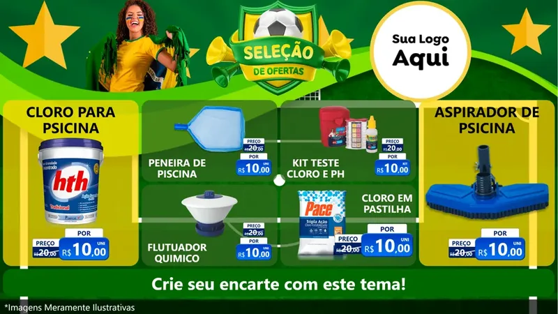 Modelo de TV para TV Horizontal com o tema Seleção de Ofertas - Copa para Produtos para Piscina