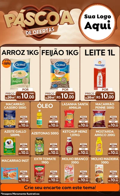 Modelo de Encarte para Encarte Grande com o tema Páscoa de Ofertas para Supermercado
