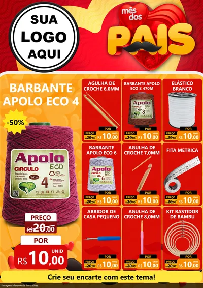 Modelo de Encarte para Encarte A4 Vertical com o tema Mês Dos Pais para Armarinho e Aviamentos