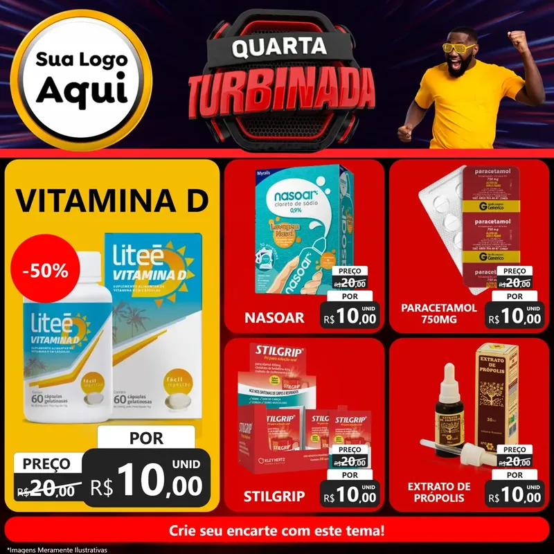 Modelo de Rede Social para Feed Facebook com o tema Quarta Turbinada para Farmácia