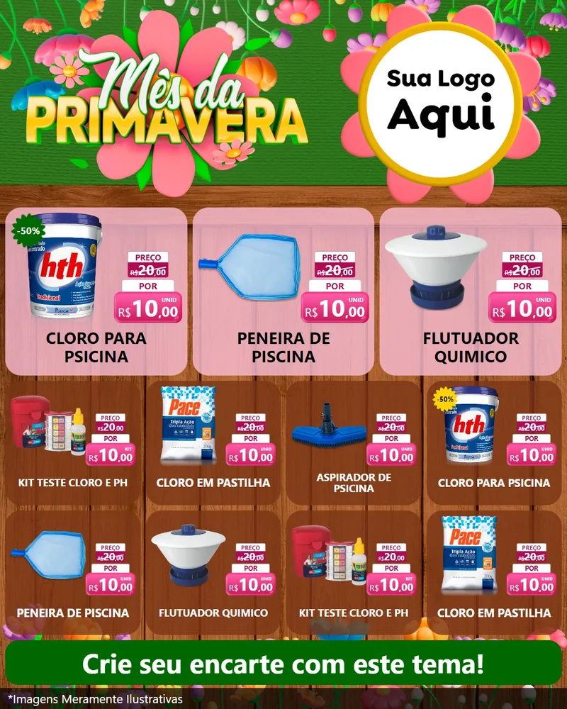 Modelo de Rede Social para Feed Instagram com o tema Mês da Primavera para Produtos para Piscina